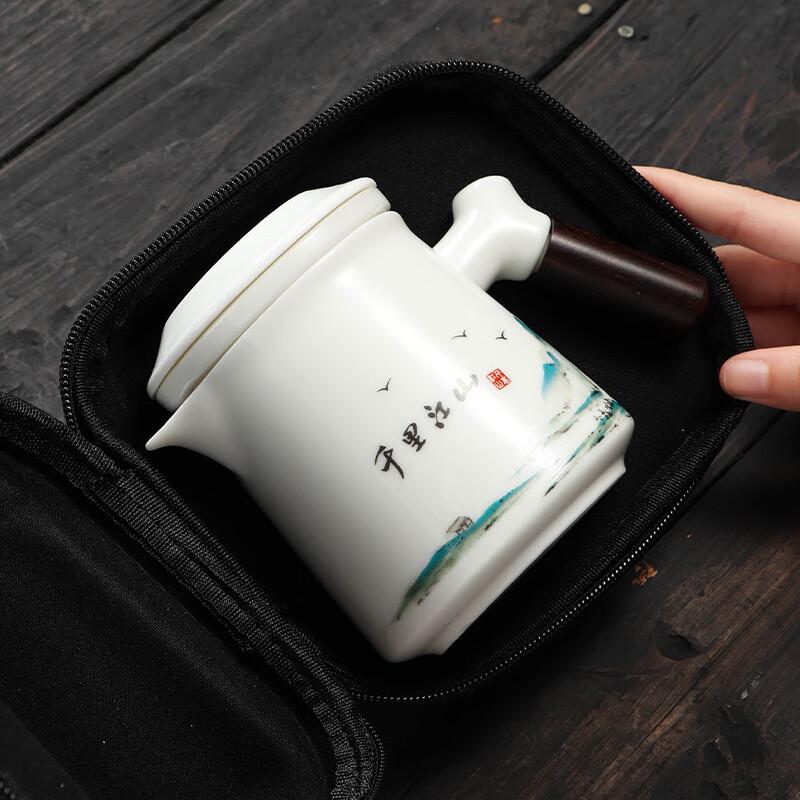 Qianli Jiangshan Ceramic Portable Travel Tea Set