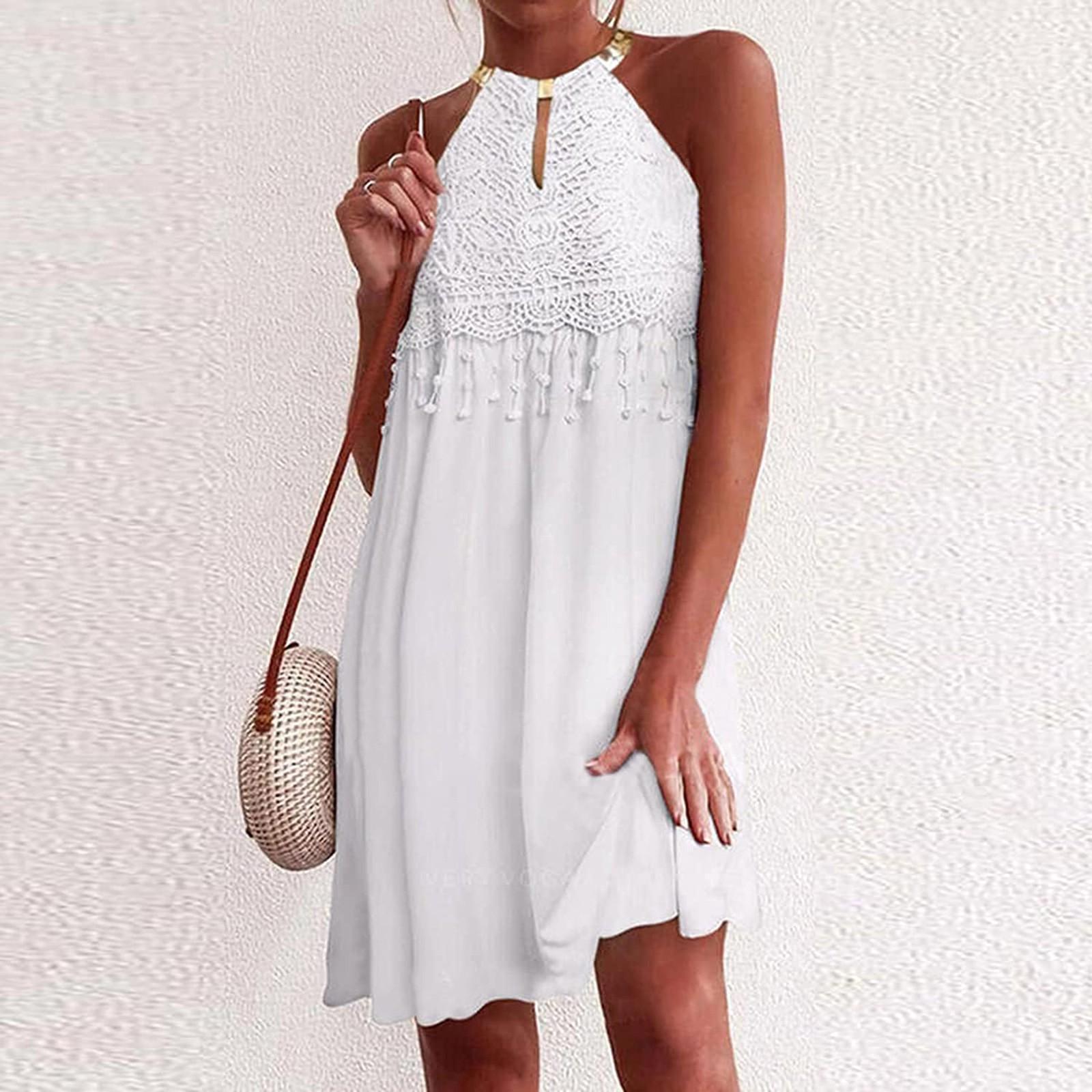 

Women s Casual Sleeveless Backless Solid Color Sexy Lace Dress Dresses XL