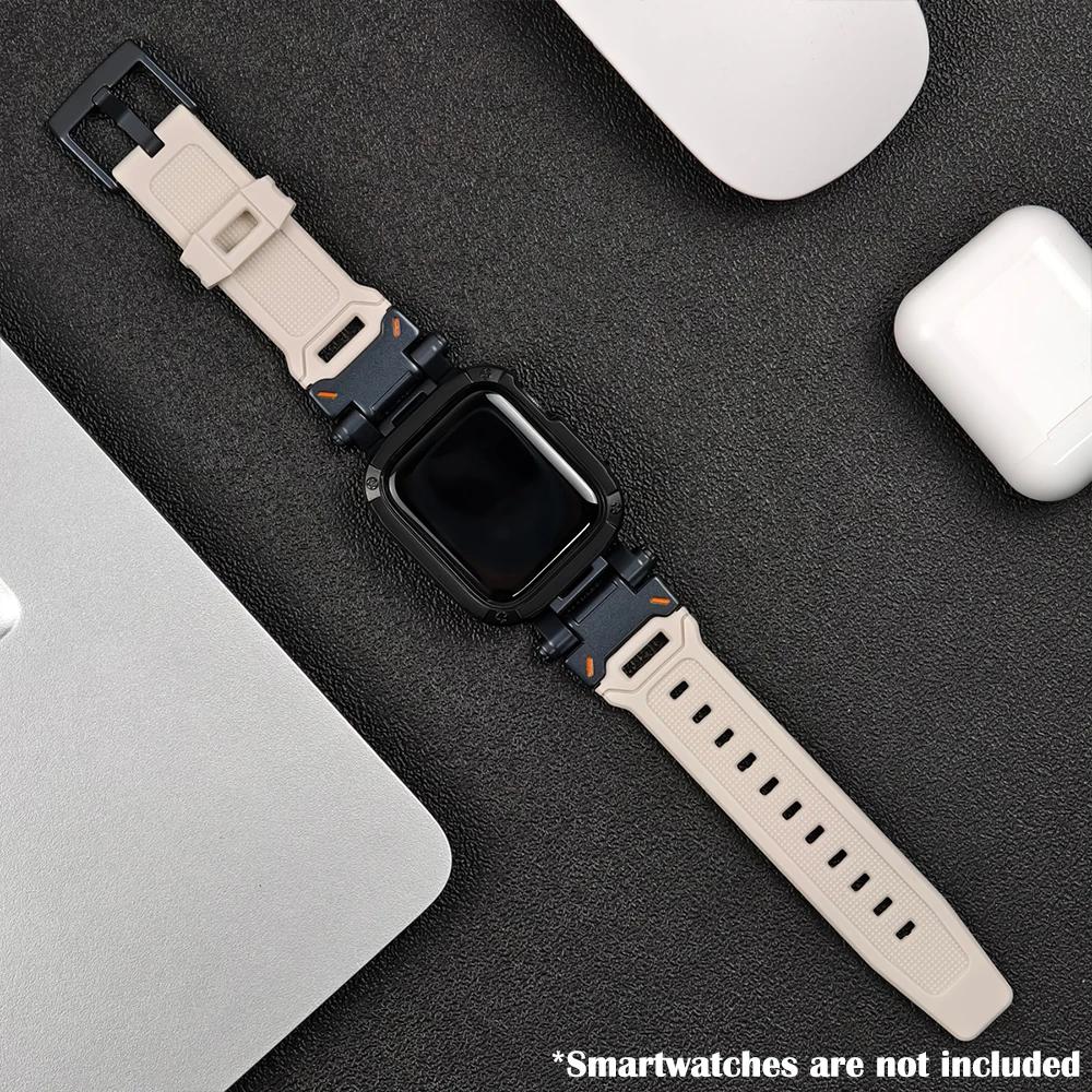 Silicone Band+Case for Apple Watch Ultra2 Strap 49mm 41mm 45mm 40mm 44mm TPU Cover+Sport Bracelet Series 9 8 7 6 SE 5 Wristband