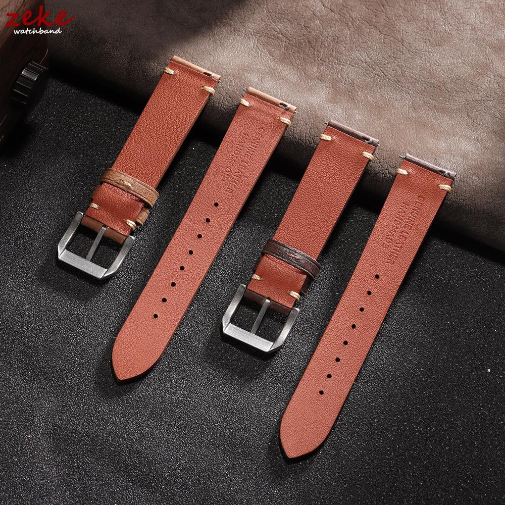 20/22mm Vintage Echtes Leder Uhrenarmband Nähte Rindsleder Uhrenarmband für Omega Uhren Handgelenkband Schnellverschluss Armband Gürtel