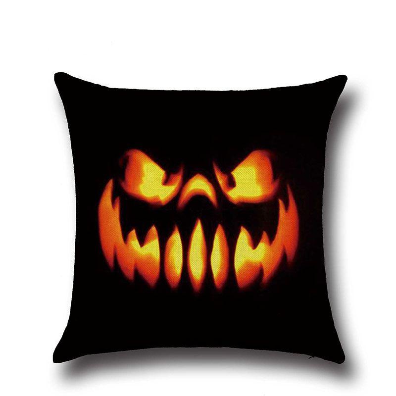 Cotton Linen Halloween Sofa Decor Cushion Cover With Stylish Pumpkin Design
