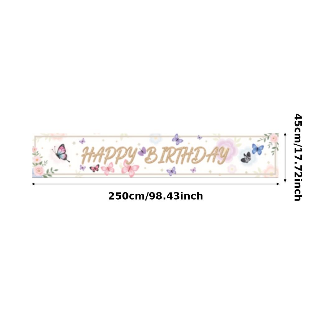 Polyester Material  Banner  Floral Birthday Banner  Birthday Banner for Party Decoration Holiday Event Indoor
