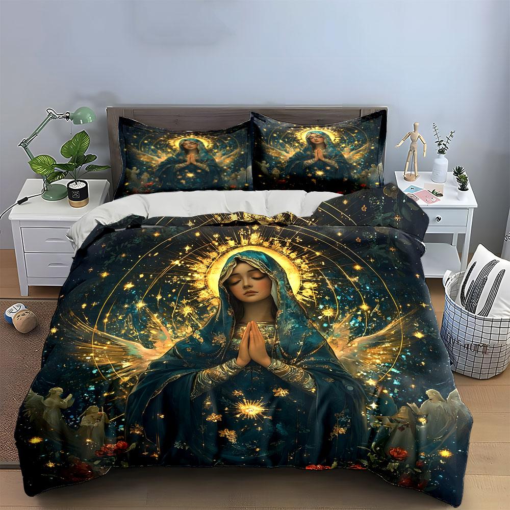 Spiritual Serenity Decorative Set  Kid'S And Adults' Bedroom Decor, Exquisite Three-Piece Bedding Set Gift