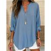 New Women's Long Sleeve T-shirt, Small V Stand Collar Button Drop Shoulder Curved Hem Tops for Women, European Style Casual Ladies Clothing