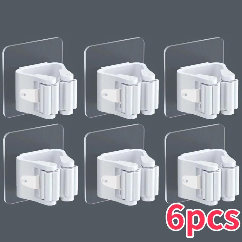 Self-adhesive Mop Holder Broom Stand Wall Mounted Mop Support Sweeping Brush Hook Storage Organizer Bathroom Kitchen Accessories