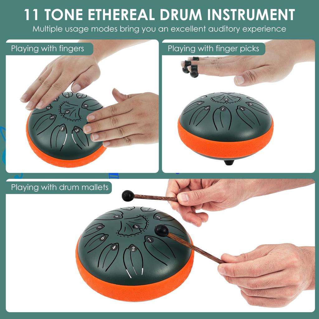 Steel Tongue Drum Portable Rain Drum Hand Pan Drum Percussion Musical Instruments For Yoga Meditation Musical Toy Relief Tool