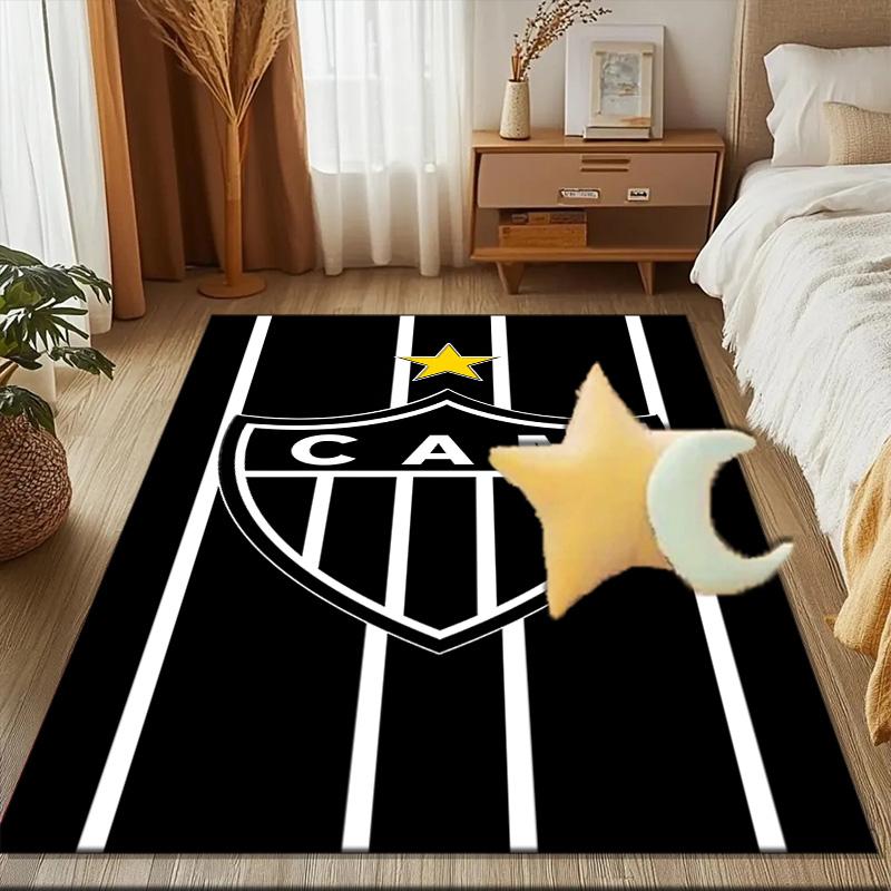 Black And White Stripes With Star Printed Office Carpet Chair Cushion Entryway Rug, Rugs for Living Room, Bedroom Christmas gifts