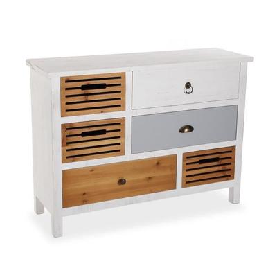 Tall Chest of Drawers - VERSA - Areti - 102 X 34 X 76.5 Cm - Melamine MDF - Brown and White