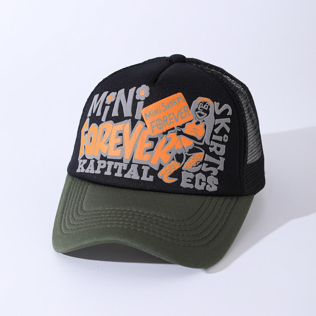 American Forever Printed Letter Baseball Cap Men'S And Women'S Sunshade Color Matching Trendy Brand Street Mesh Truck Hat