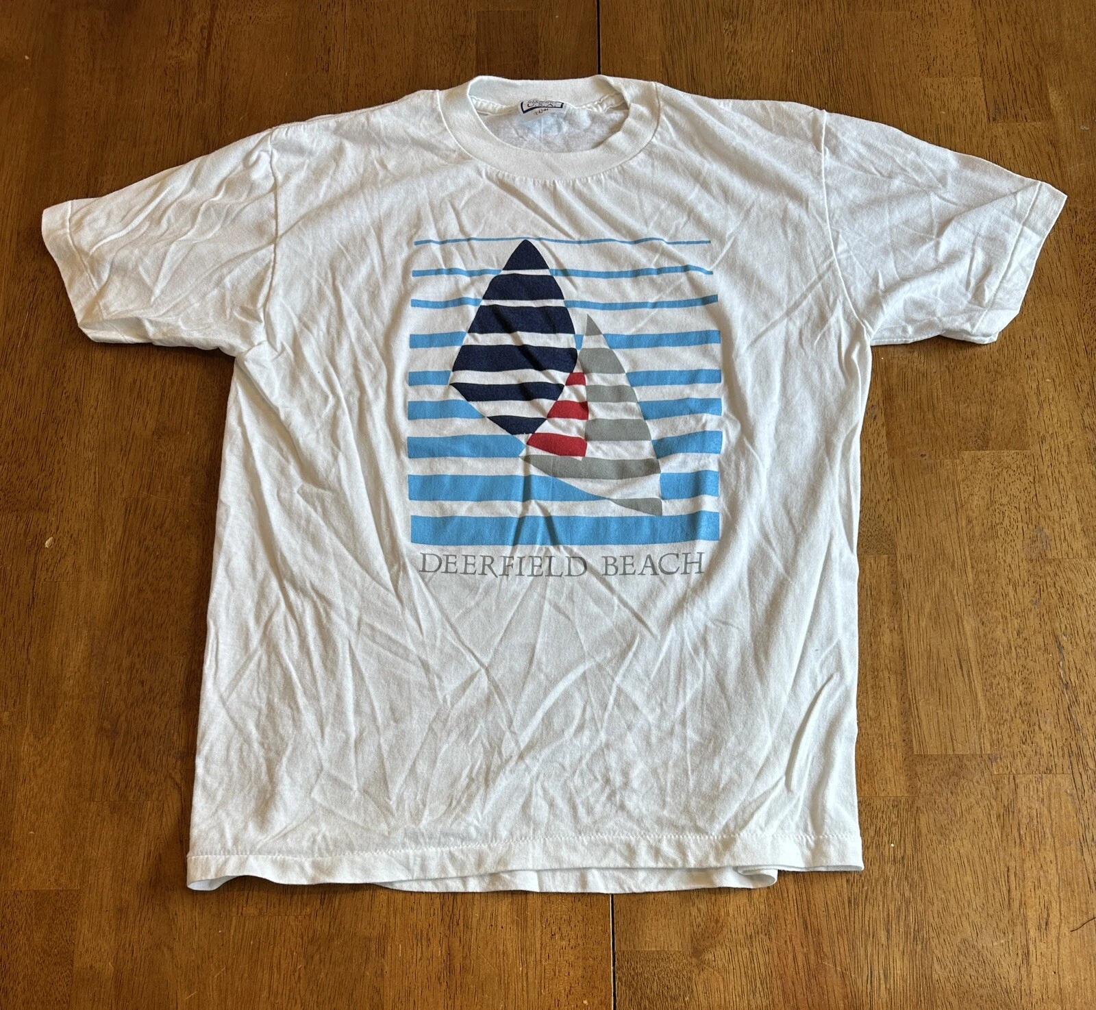 Vintage 80s 90s Deerfield Beach Florida T Shirt Fits Medium Single Stitch M