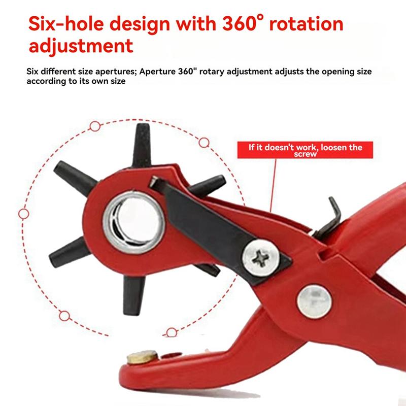 AEE4-Sewing Leather Belt Hole Puncher Pliers Hook Clamp 2/2.5/3/3.5/4/4.5MM Punch Size For Punching Hole Forceps Punch Tool