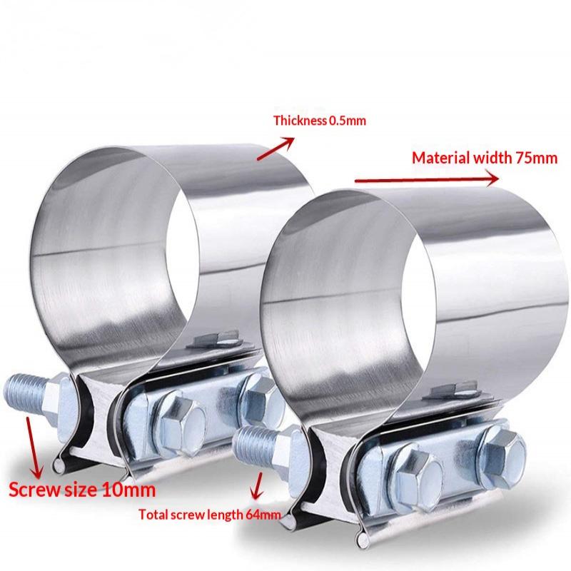 1Pcs Strong Steel Pipe Clamp 40/45/50/53/55/57/60/63Mm Stainless Steel Universal Exhaust Pipe Connection Hoop Car Accessories