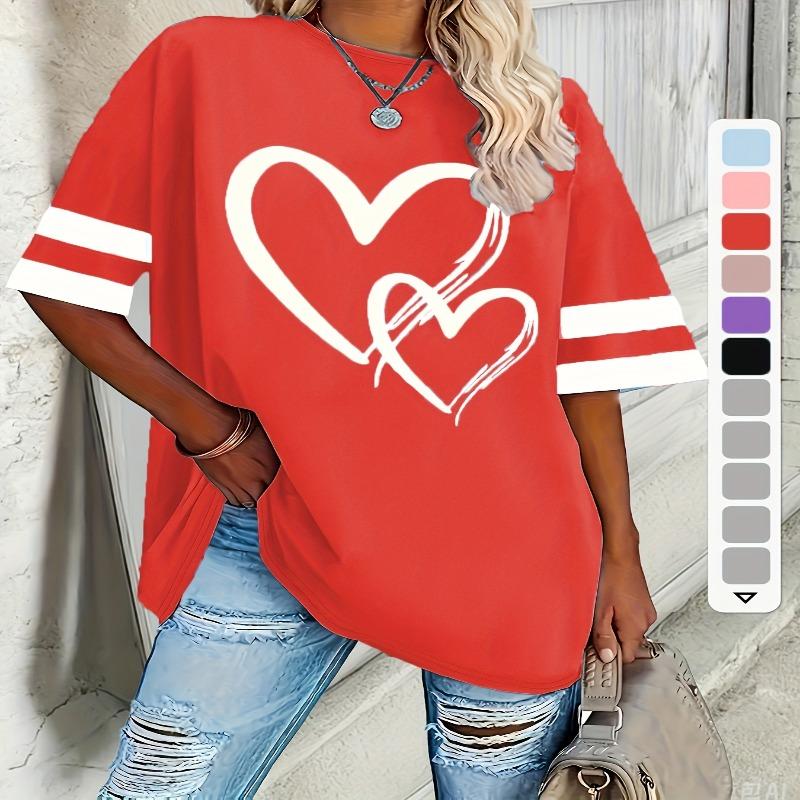 Women's casual short-sleeved love elegant and comfortable pullover T-shirt