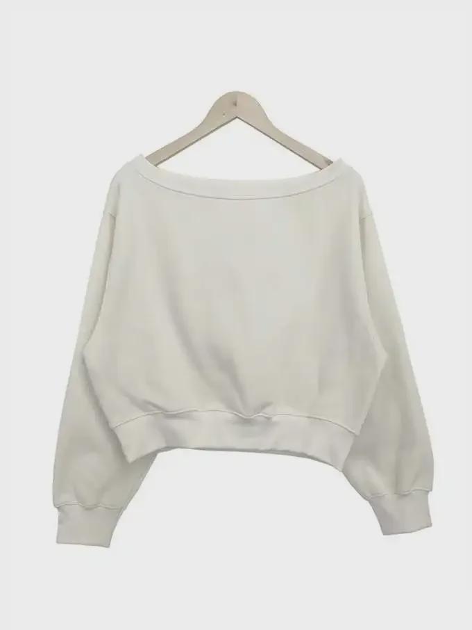 Women's Off-Shoulder Solid Color Sweatshirt, Casual Loose Fit, Long-Sleeved, Spring/Autumn.
