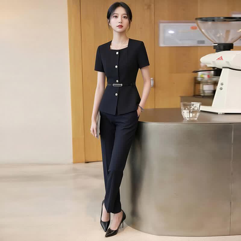Women s Summer Professional Short Sleeve Suit Set XL