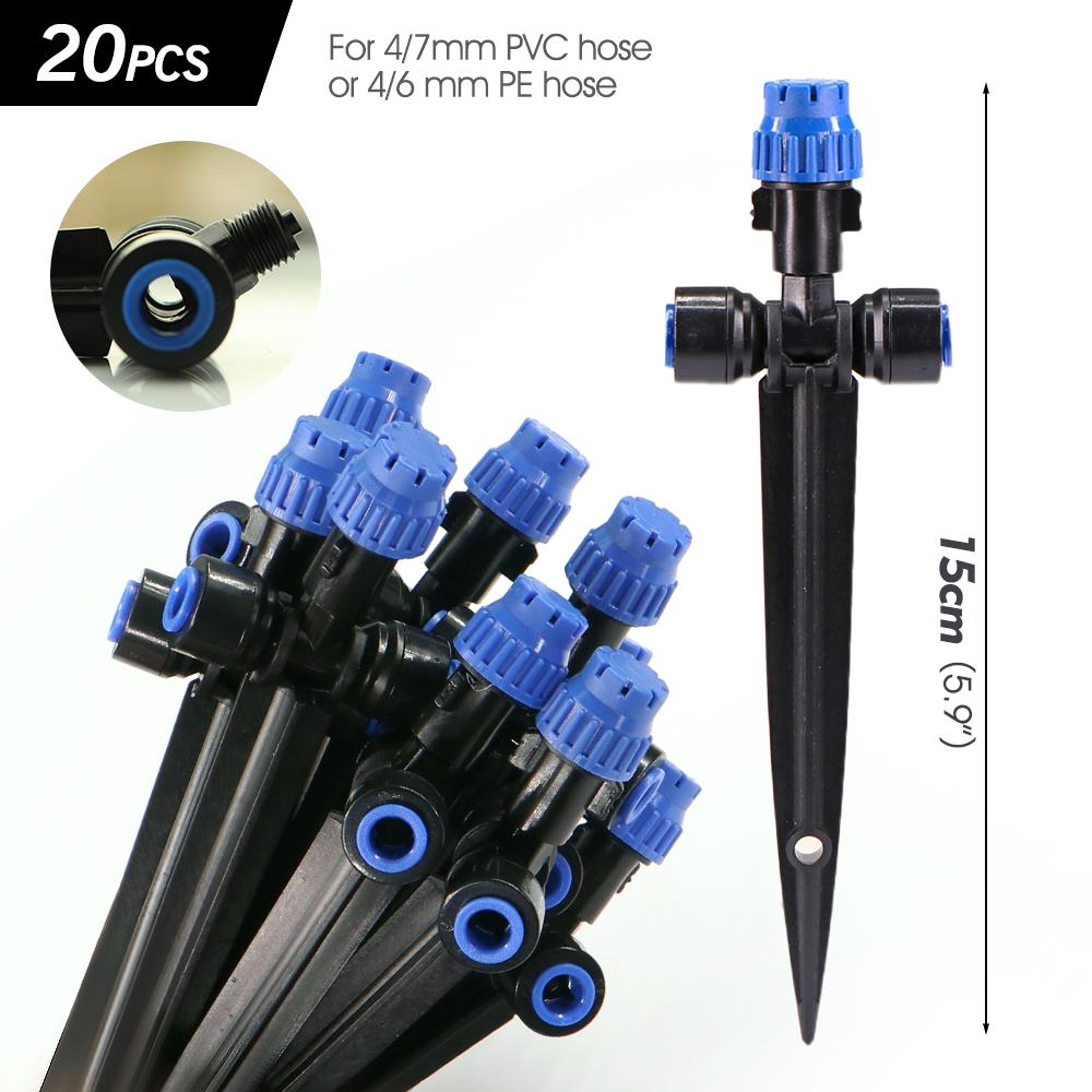 8-holes Drippers with Stake 180° Bend Adjustable Sprinklers Quick Insert Slip Lock Sprayer Garden Irrigation Watering Supplies