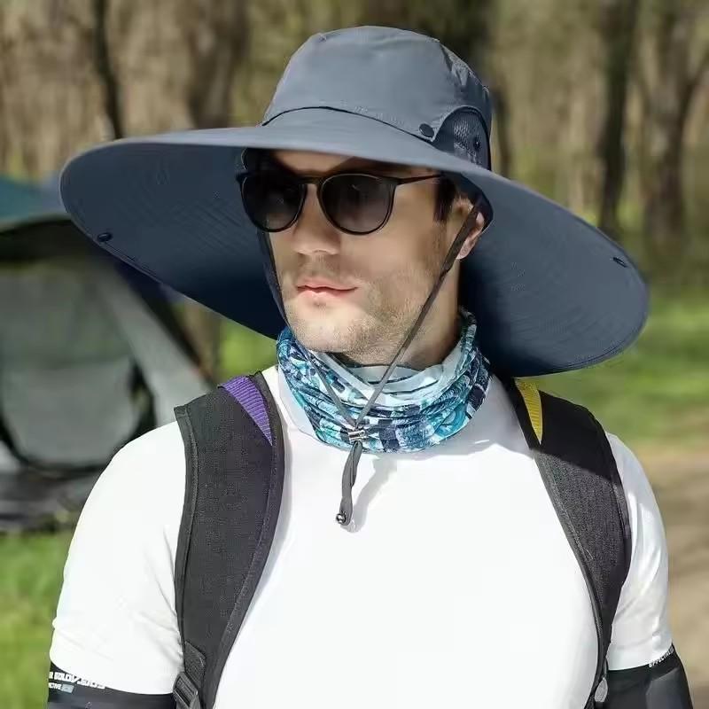 Outdoor men's and women's breathable sun shading 15cm large eave covered fishing,hiking,leisure,breathable summer fisherman hat