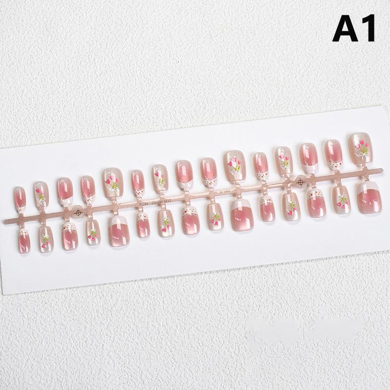 

30 шт. Тюльпаны Кошачий глаз Накладные ногти Носимые Искусственные ногти Накладные ногти Типсы Нейл-арт Ногтевой салон as the picture