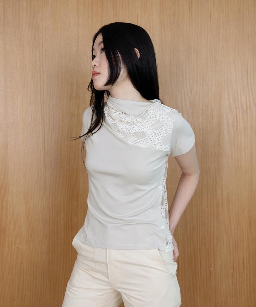 SAFARI SULA EXPLORE Stitch Drape Jersey In Ivory Lace