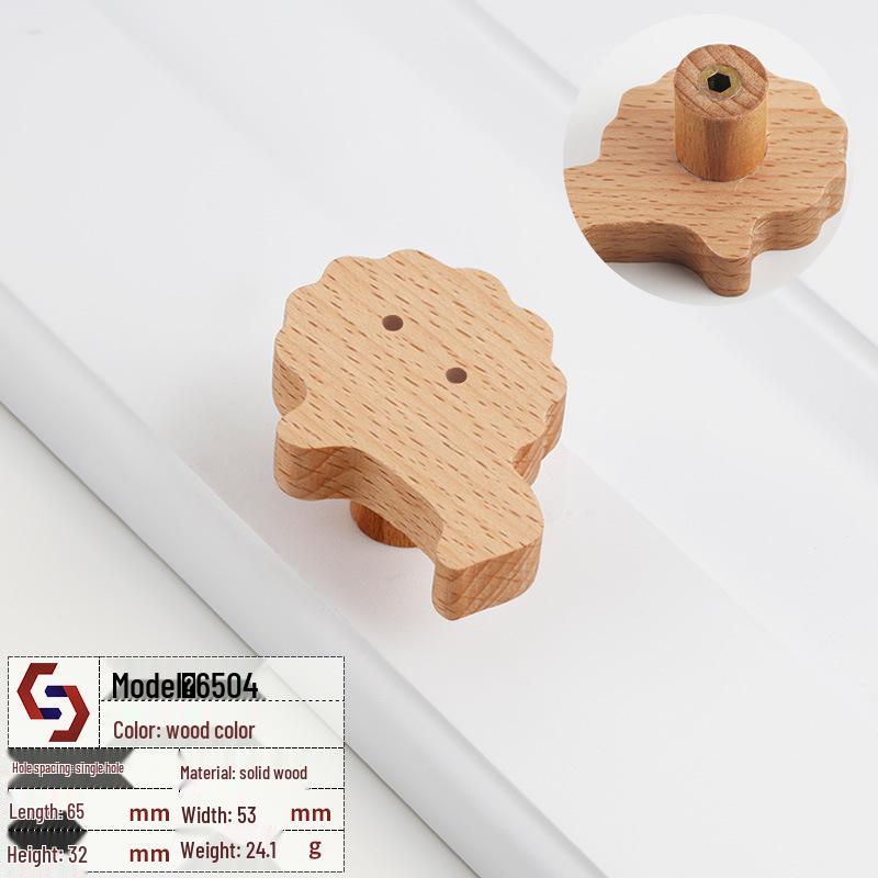 Creative Solid Wood Animal Door Handle for Children's Room Wardrobe, Drawer, and Cabinet