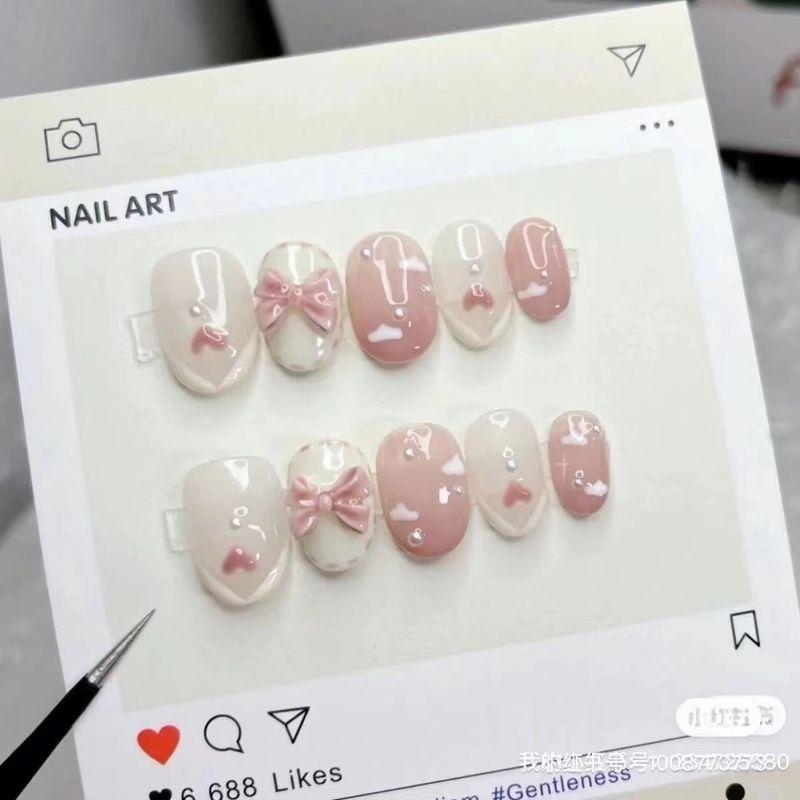 

Детские специальные накладные ногти, которые можно носить, для 12-летней девочки, накладные ногти, наклейки на ногти для 10-летней девочки, длинные наклейки на ногти для девочки Peach cream XS