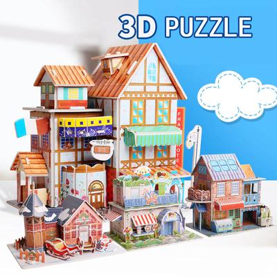 Rompecabezas 3D Estéreo para Niños Casa de Dibujos Animados Castillo Modelo de Construcción DIY Hecho a Mano Juguetes Educativos de Aprendizaje Temprano Regalo para Niños