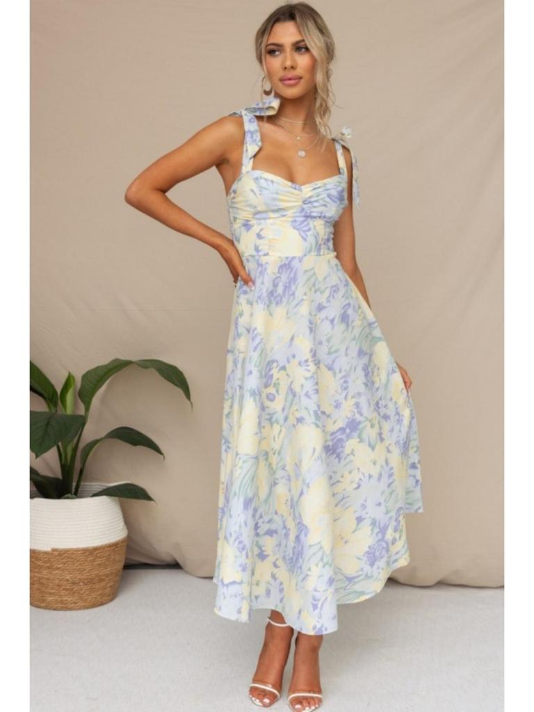 V Neck Strap Printingt Dress Lace Up Knee Length Dress Elegant Sleeveless Dresses Causal Women Dress