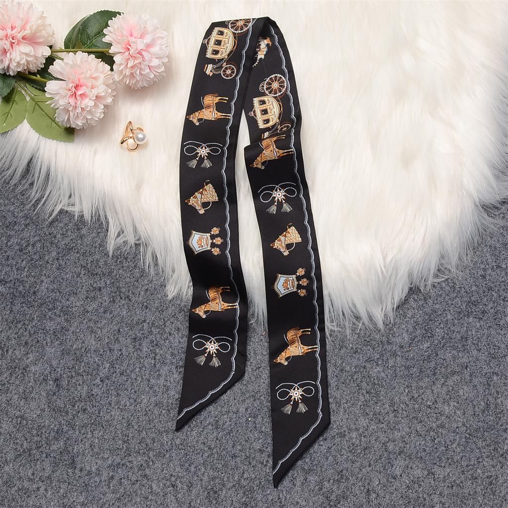 Fashion Design 100% Silk Scarf Small Horse Natural Mulberry Silk Brand Women Scarf Foulard Hair Bag Scarves Neckerchief