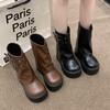 Winter Punk Boots Women Shoes Back Zippers High Platform Thick Sole Shoes Ladies Elegant Short Bootties