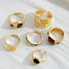 6PCS Maillard Brown Stone Ring Sets for Women Fashion Colorful Zircon Geometric Opening Finger Ring Luxury Party Jewelry Accessories