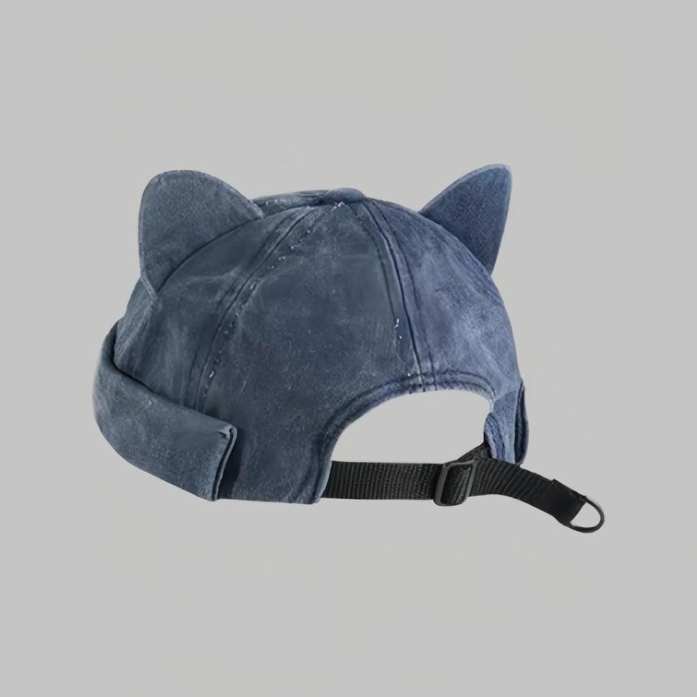 Solid Color Cat Ears Landlord Hat Cotton Brimless Hats Fashion Beanie Cap  Men