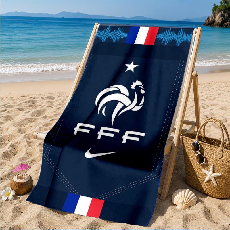France Soccer Club Emblem Printed Microfiber Beach Towel, Soft And Absorbent, Quick-Dry, Ideal for Summer Travel, Beach Essential, Swimming Pool