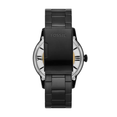 Fossil Townsman Men's Automatic Watch with Mechanical Movement and Skeleton Dial, Black.