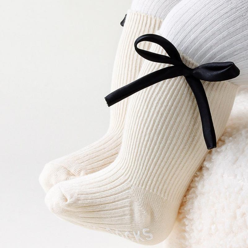 Korean Cute 3D Bow Baby Girls Socks Spring Autumn Soft Cotton Floor Socks Infant Kids First Walkers Newborn Socks