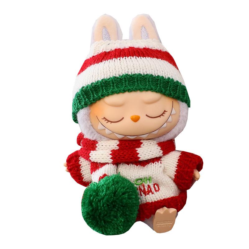 Labubu Christmas Keychain & Doll Outfit: Cloak, Sweater, and Hat Set