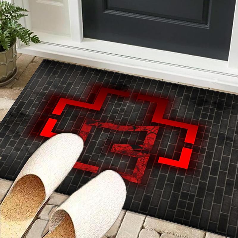 

Ramm-stein Skulls And Logo Office Rug Chair Mat, Game Carpet, Suitable for Front Door, Bedroom, Living Room, Desk, Holiday Gift 40cmx60cm