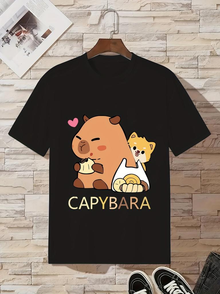 Children's Clothing Capybara Graphic T Shirts Short Sleeve Tops Tee Summer Kids Clothes Crew Neck T-Shirts Fashion Child T-Shirt