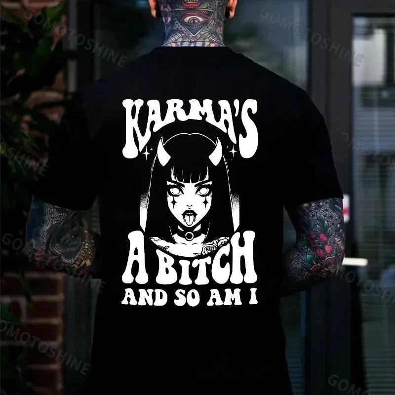 KARMA S A BITCH SO AM I Bad Devil Girl Print Men s T-Shirt XS