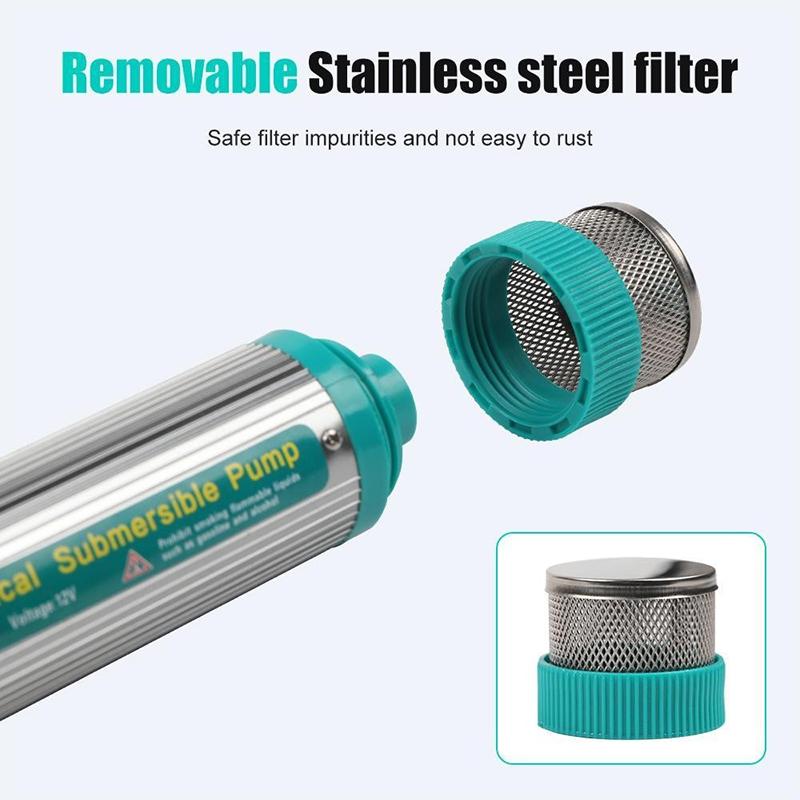 12V Submersible Fuel Oil Transfer Pump Stainless Steel Shell Pure Copper Motor For Car Refueling Boat Farming