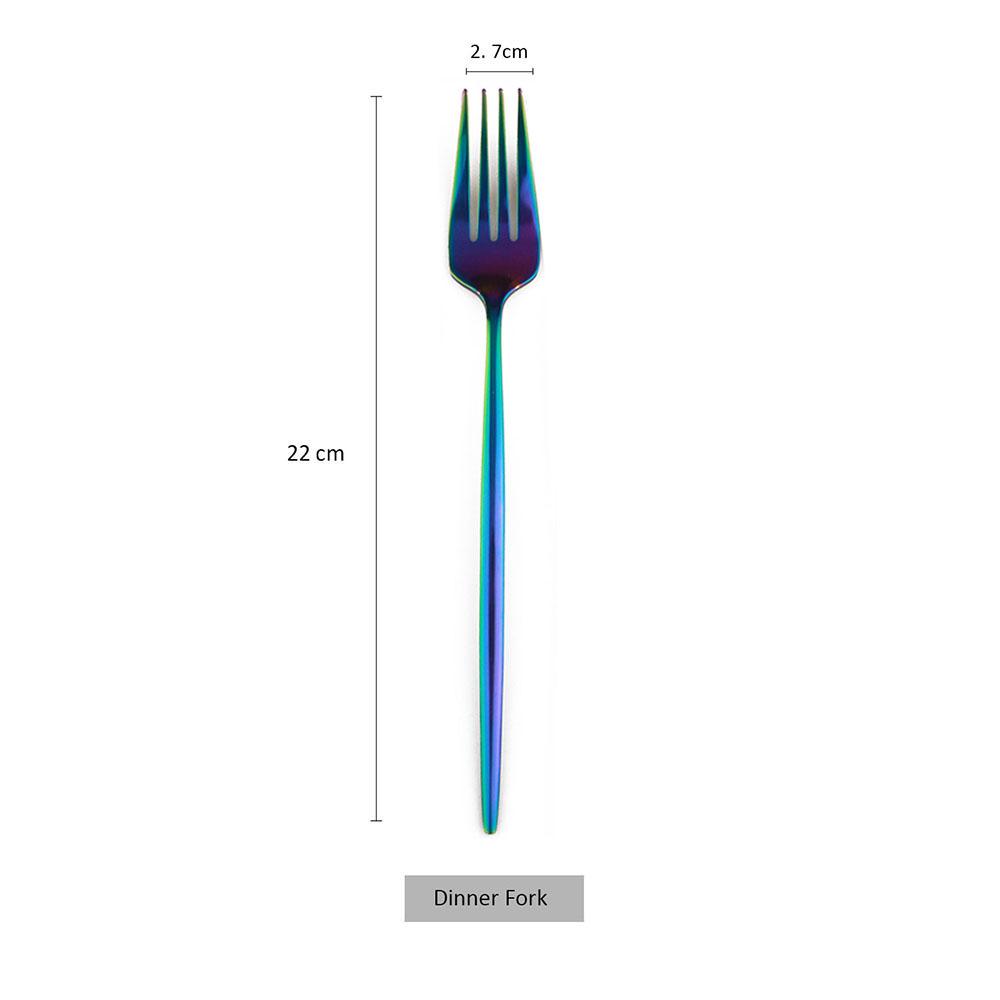 1Pc Stainless Steel Fork Knife Spoon Teaspoon Cutlery Rainbow Dinnerware Tableware Dinner Set Travel Silverware