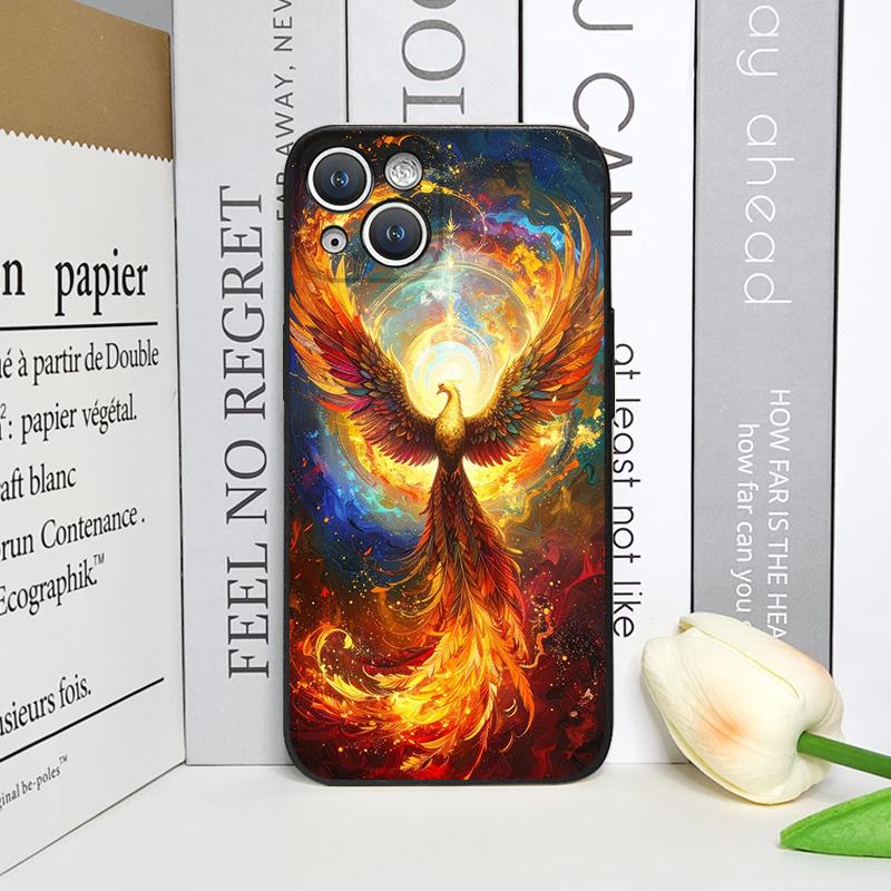 Luxury Phoenix Fire Feather Pattern Phone Case for iPhone 17 16 12 11 14 Plus 13 14 15 Pro Max 12 13 Mini X XS MAX XR Soft Cover