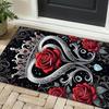 Romantic Roses and Crown Rug: Elegant Black and White Design for Romantic Couples | Luxury Home Decor Skid resistant carpet