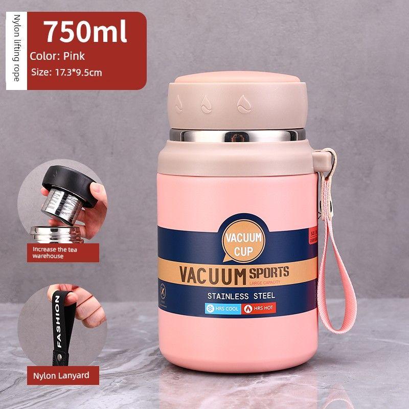 Large Capacity Vacuum Cup 316 Stainless Steel Tea Cup Men and Women Water Cup Student Cute Short Stout Big Belly Cup 1L