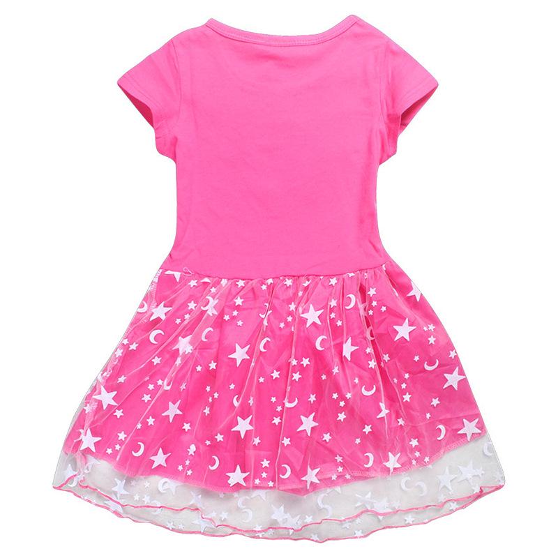 Korean Style Girls' Dress: Short Sleeve Summer & Long Sleeve Spring/Autumn Star Mesh Princess Skirt