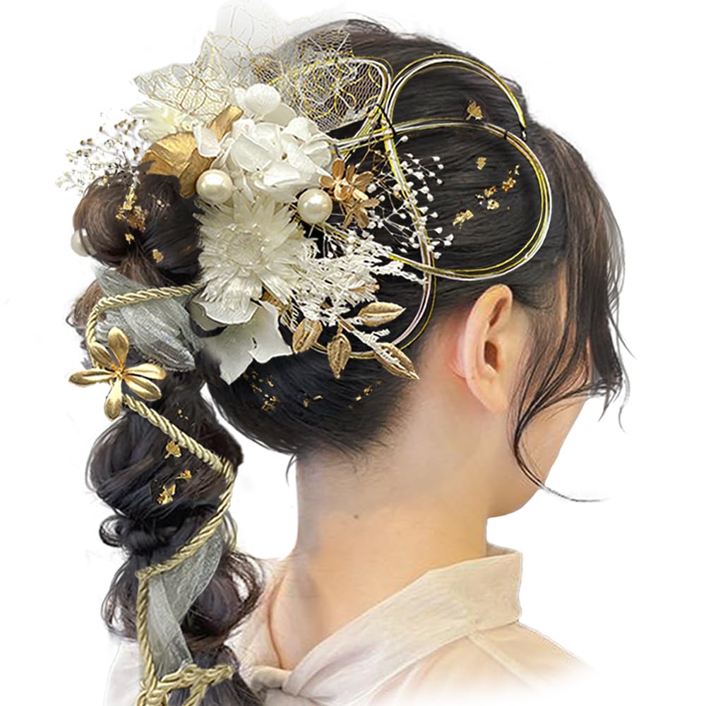 Hair accessory for Coming-of-Age Ceremony, Pre-wedding photoshoot, Chrysanthemum, Hydrangea, Graduation Ceremony, Entrance Ceremony, Baby s Breath,