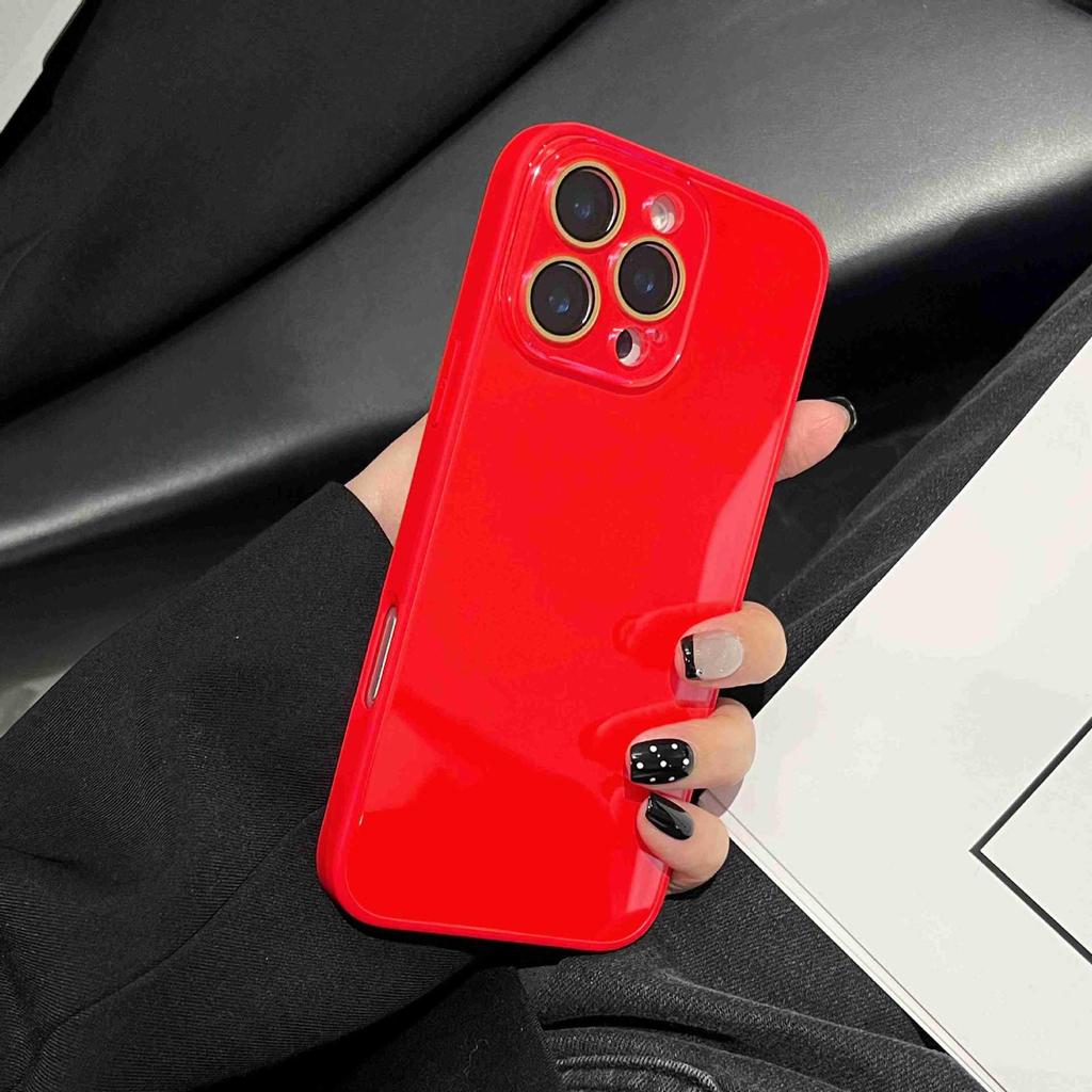 Chinese New Year Red iPhone 17 Pro/Max Glass Case - Fits iPhone 15/14/12/11, Solid Color