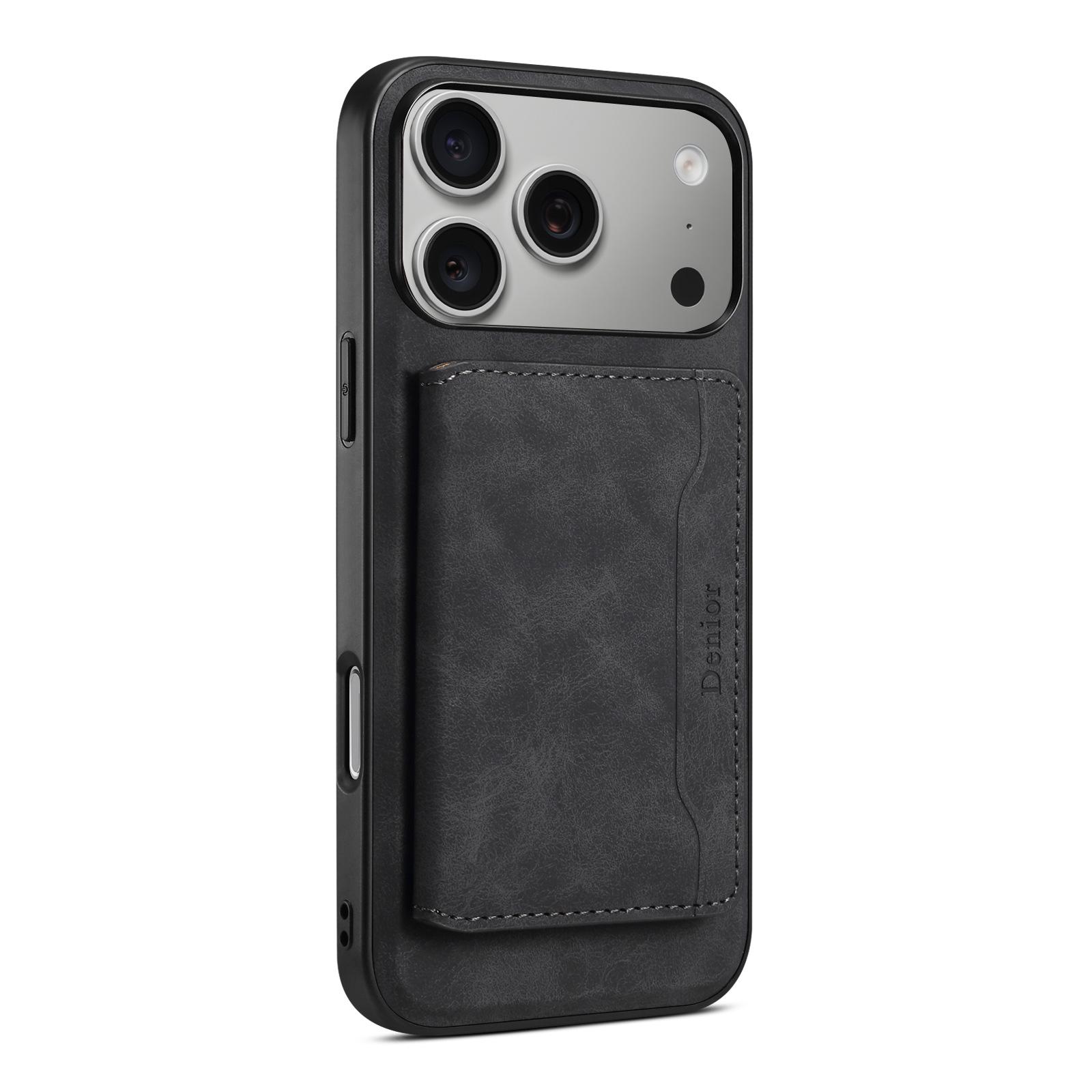 

Magnetic Wireless Charging Detachable Leather Case for iPhone 17 Pro Max Air 16 15 14 Plus 13 12 Card Slot Holder Wallet Cover iPhone17 чёрный