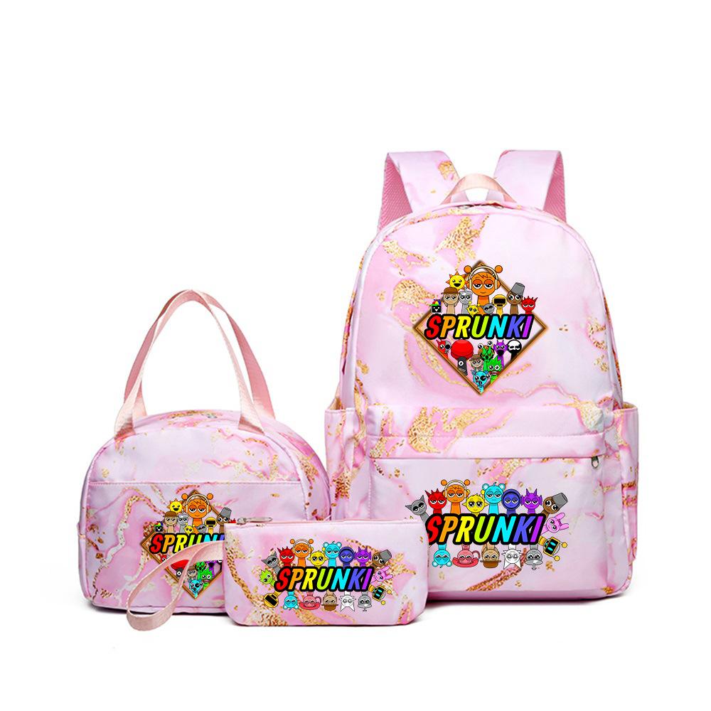 Rhythm Box Music Game Heat Transfer Backpack Sprunki Primary and Secondary School Students Children's Cute Schoolbag Three-piece Set