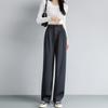 Fashion New Solid Straight Casual Wide Leg Pants Women Elegant Slim Fit High Waist Suit Pants Women Pockets Simple Office Ladies Trousers 25896