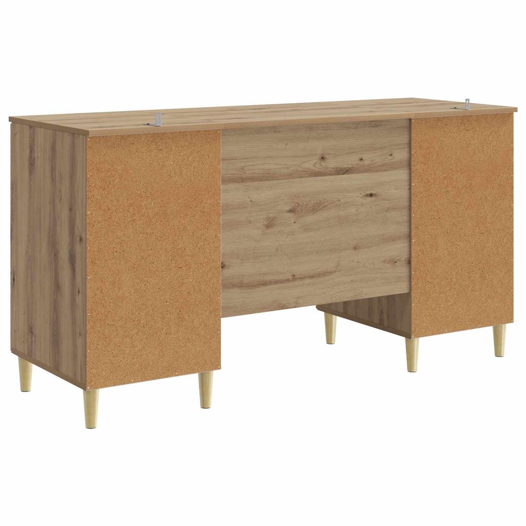 Artisan Oak Desk Particleboard Top with Eucalyptus Legs 142.5 x 50 x 75 cm